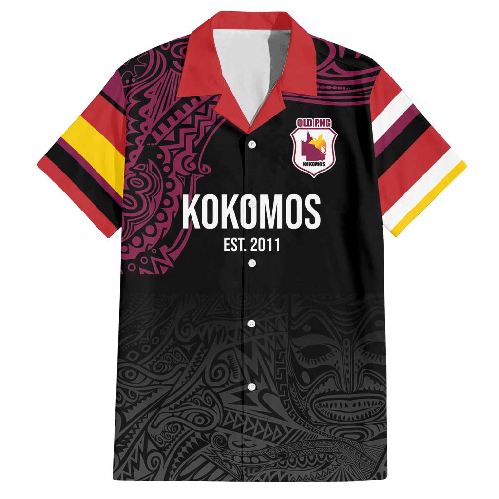 Queensland Papua New Guinea Custom Family Matching Long Sleeve Bodycon Dress and Hawaiian Shirt All Black Pacific PNG Tribal Style