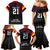 Queensland Papua New Guinea Custom Family Matching Mermaid Dress and Hawaiian Shirt All Black Pacific PNG Tribal Style
