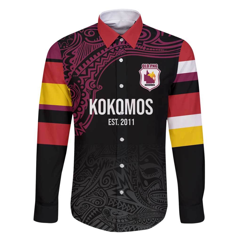 Queensland Papua New Guinea Custom Family Matching Mermaid Dress and Hawaiian Shirt All Black Pacific PNG Tribal Style