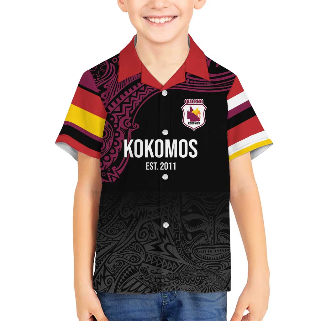 Queensland Papua New Guinea Custom Family Matching Puletasi and Hawaiian Shirt All Black Pacific PNG Tribal Style