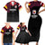 Queensland Papua New Guinea Custom Family Matching Short Sleeve Bodycon Dress and Hawaiian Shirt All Black Pacific PNG Tribal Style