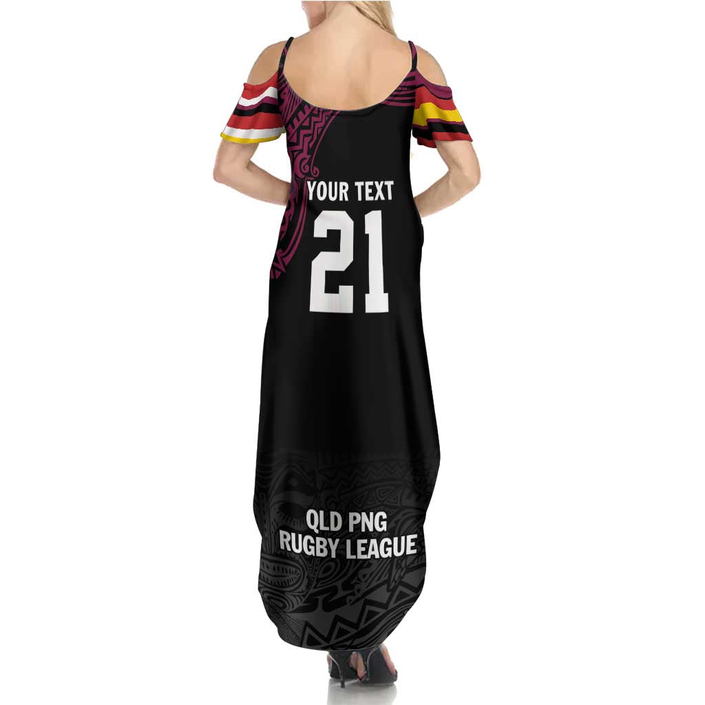 Queensland Papua New Guinea Custom Family Matching Summer Maxi Dress and Hawaiian Shirt All Black Pacific PNG Tribal Style LT9 - Polynesian Pride