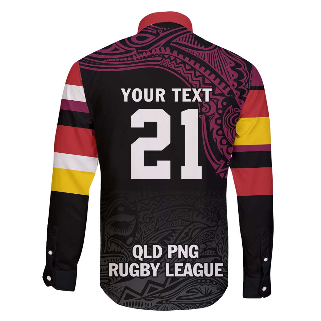 Queensland Papua New Guinea Custom Family Matching Tank Maxi Dress and Hawaiian Shirt All Black Pacific PNG Tribal Style