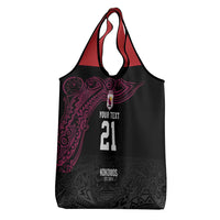 Queensland Papua New Guinea Custom Grocery Bag All Black Pacific PNG Tribal Style