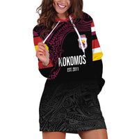 Queensland Papua New Guinea Custom Hoodie Dress All Black Pacific PNG Tribal Style