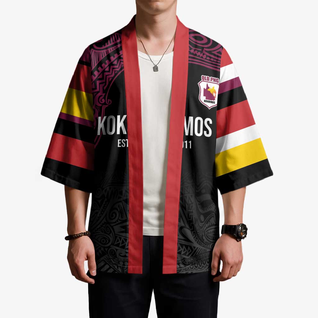 Queensland Papua New Guinea Custom Kimono All Black Pacific PNG Tribal Style - Polynesian Pride