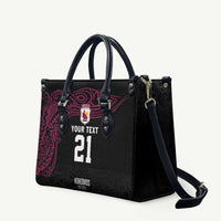 Queensland Papua New Guinea Custom Leather Bag All Black Pacific PNG Tribal Style - Polynesian Pride