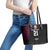 Queensland Papua New Guinea Custom Leather Tote Bag All Black Pacific PNG Tribal Style