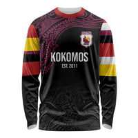 Queensland Papua New Guinea Custom Long Sleeve Shirt All Black Pacific PNG Tribal Style