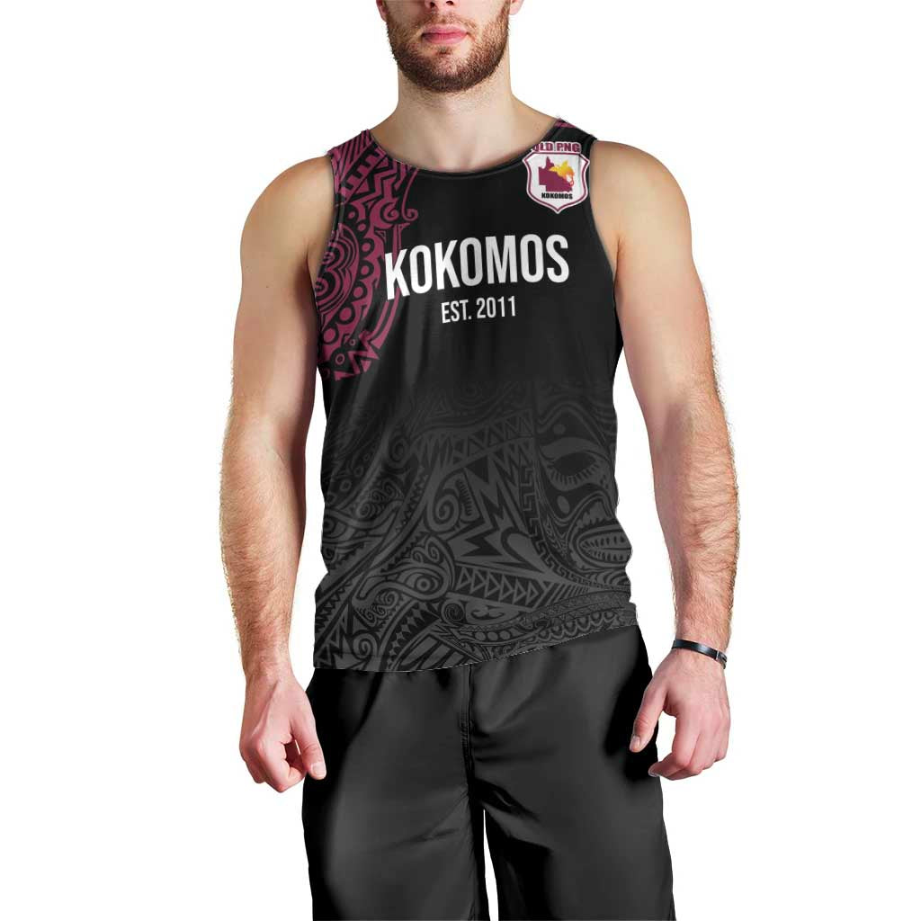 Queensland Papua New Guinea Custom Men Tank Top All Black Pacific PNG Tribal Style