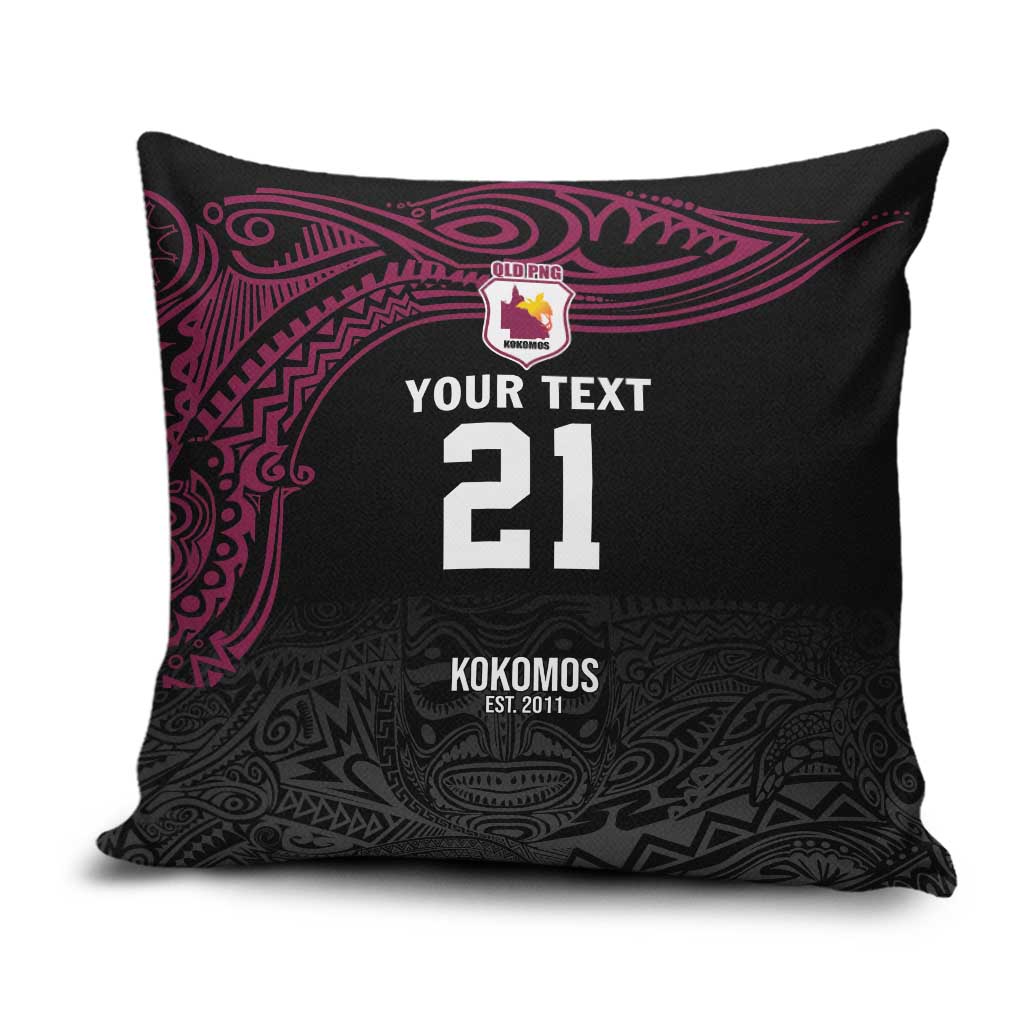 Queensland Papua New Guinea Custom Pillow Cover All Black Pacific PNG Tribal Style - Polynesian Pride