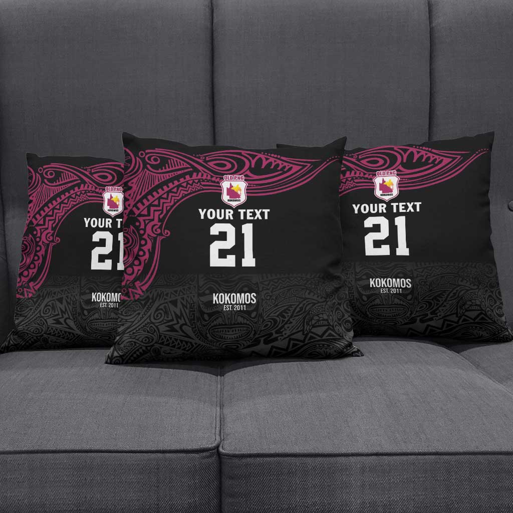 Queensland Papua New Guinea Custom Pillow Cover All Black Pacific PNG Tribal Style - Polynesian Pride