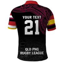 Queensland Papua New Guinea Custom Polo Shirt All Black Pacific PNG Tribal Style