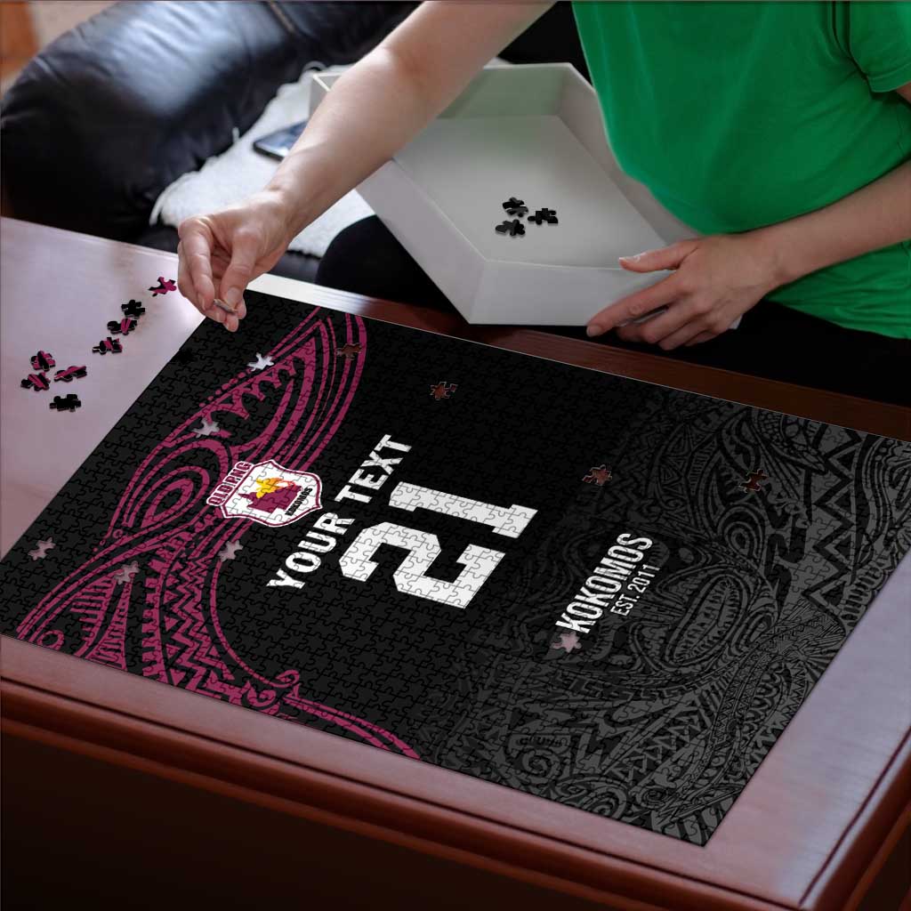 Queensland Papua New Guinea Custom Puzzle All Black Pacific PNG Tribal Style - Polynesian Pride