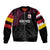 Queensland Papua New Guinea Custom Sleeve Zip Bomber Jacket All Black Pacific PNG Tribal Style