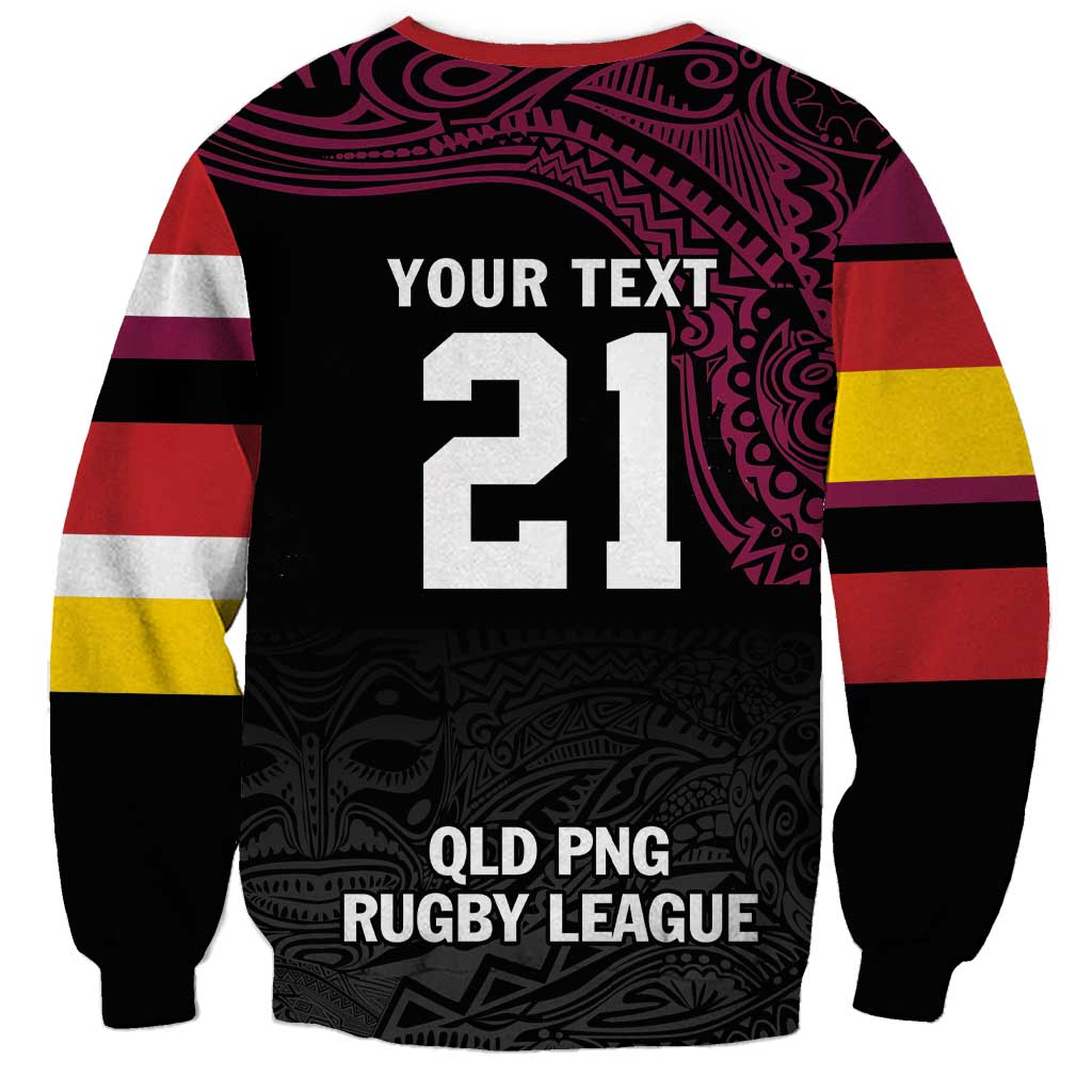 Queensland Papua New Guinea Custom Sweatshirt All Black Pacific PNG Tribal Style
