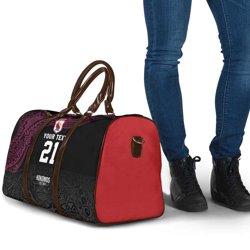 Queensland Papua New Guinea Custom Travel Bag All Black Pacific PNG Tribal Style - Polynesian Pride