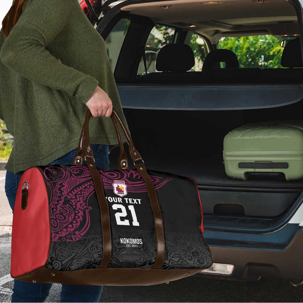 Queensland Papua New Guinea Custom Travel Bag All Black Pacific PNG Tribal Style - Polynesian Pride