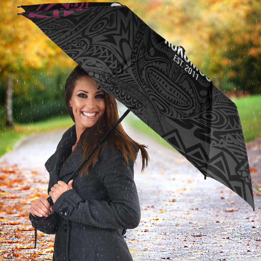 Queensland Papua New Guinea Custom Umbrella All Black Pacific PNG Tribal Style - Polynesian Pride