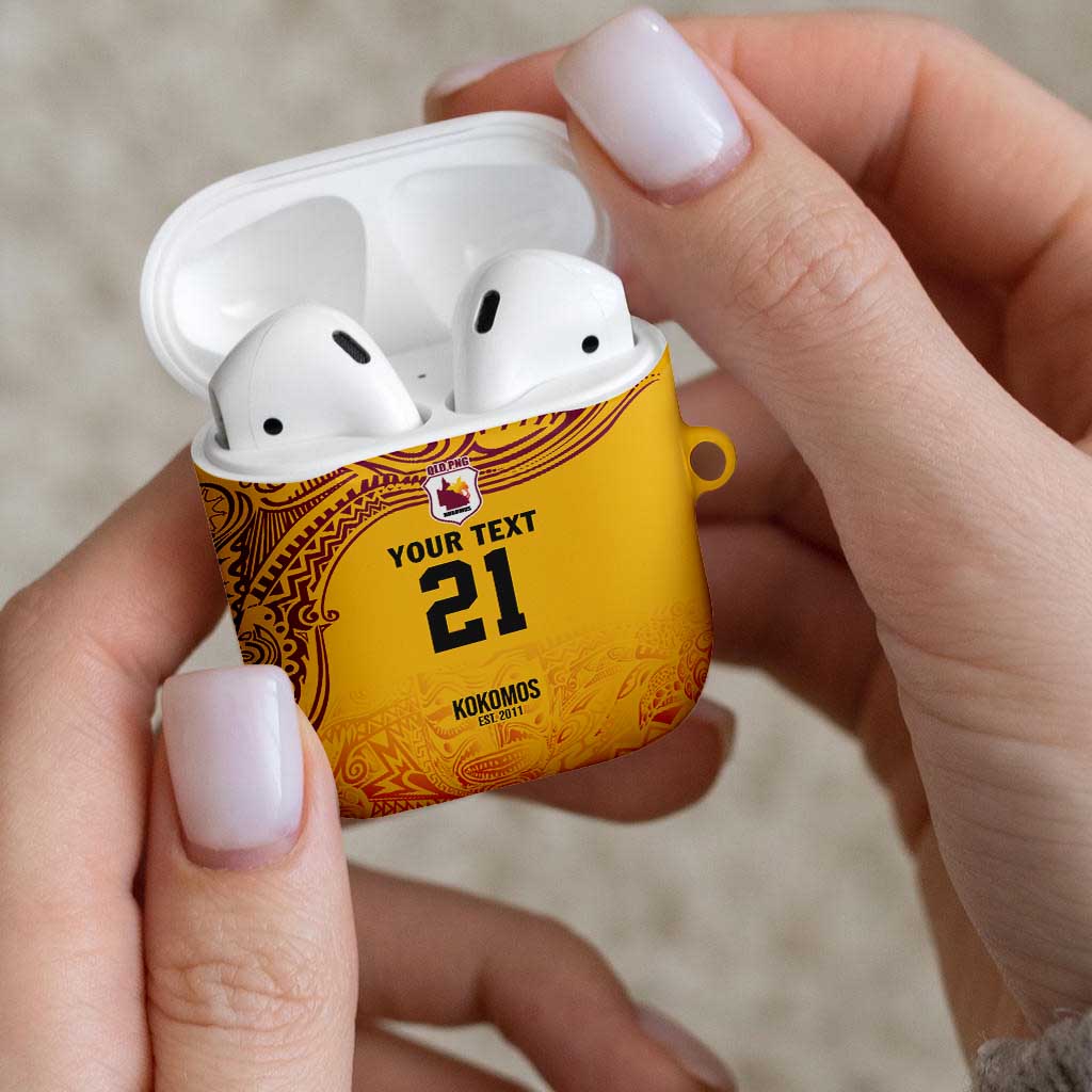 Queensland Papua New Guinea Custom AirPods Case All Gold Pacific PNG Tribal Style - Polynesian Pride
