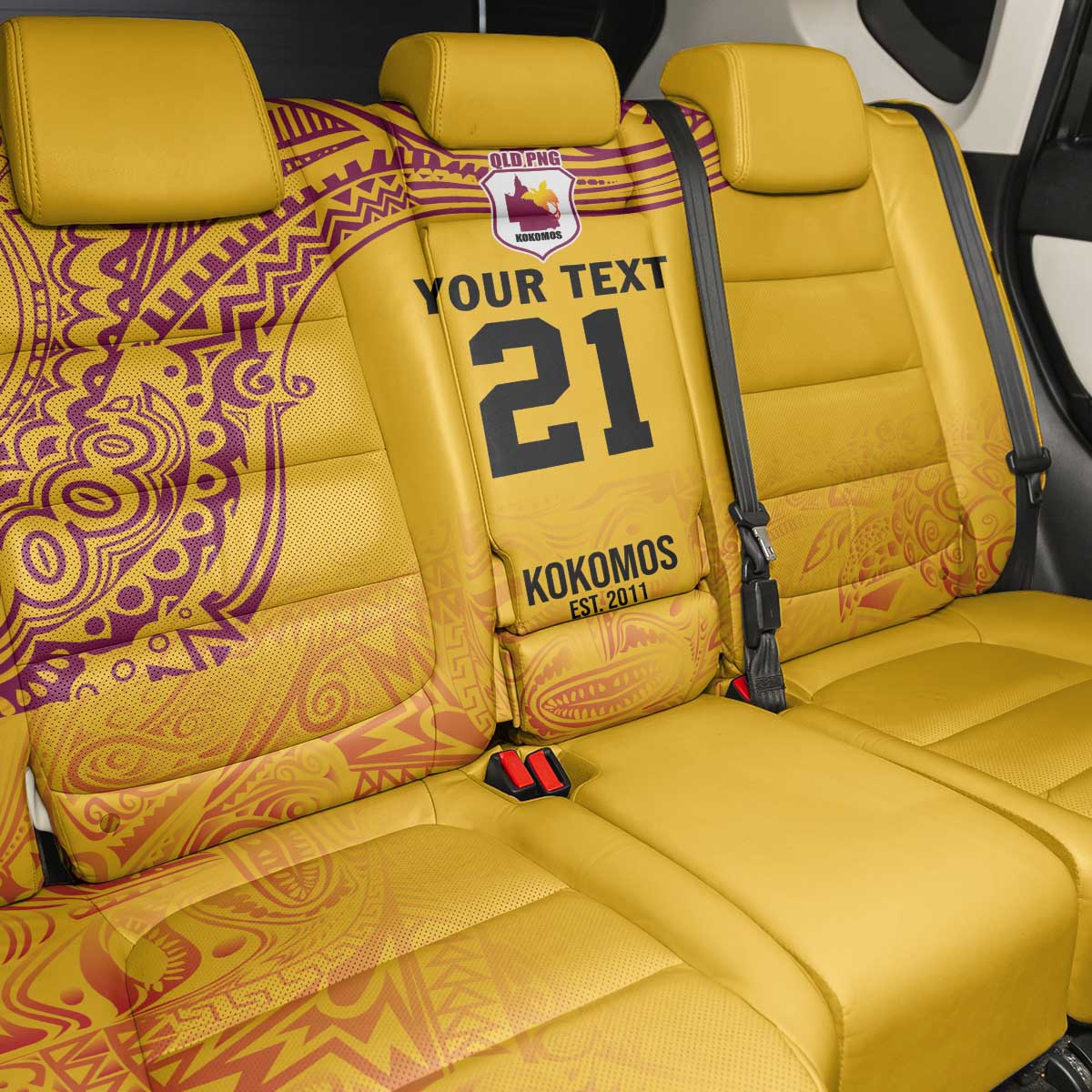 Queensland Papua New Guinea Custom Back Car Seat Cover All Gold Pacific PNG Tribal Style