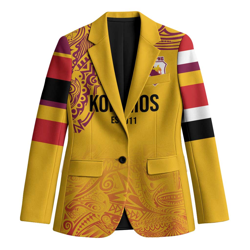 Queensland Papua New Guinea Custom Blazer All Gold Pacific PNG Tribal Style - Polynesian Pride