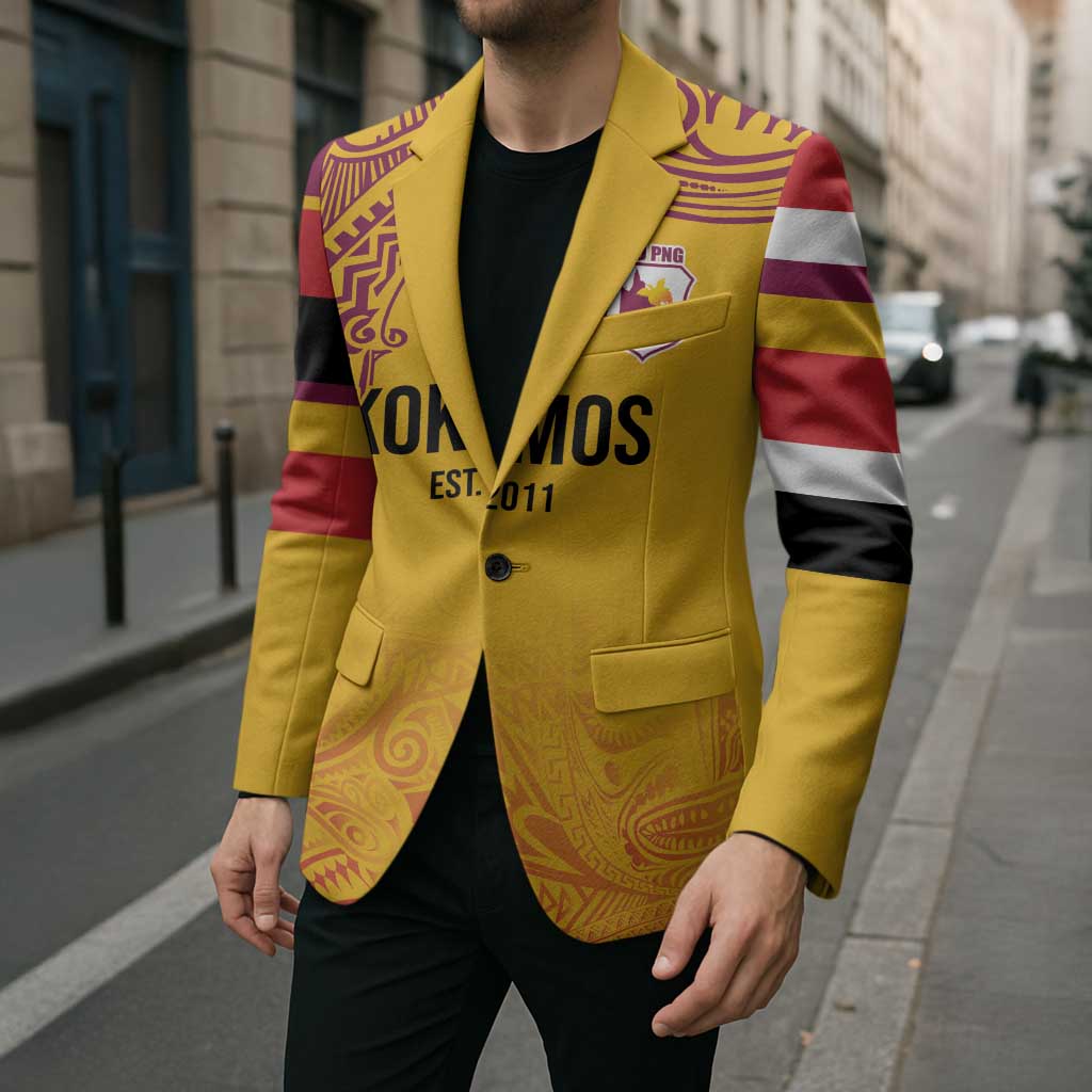 Queensland Papua New Guinea Custom Blazer All Gold Pacific PNG Tribal Style - Polynesian Pride