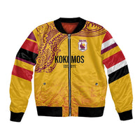 Queensland Papua New Guinea Custom Bomber Jacket All Gold Pacific PNG Tribal Style