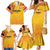 Queensland Papua New Guinea Custom Family Matching Mermaid Dress and Hawaiian Shirt All Gold Pacific PNG Tribal Style