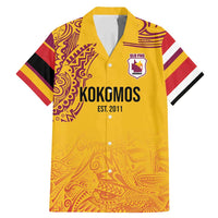 Queensland Papua New Guinea Custom Family Matching Mermaid Dress and Hawaiian Shirt All Gold Pacific PNG Tribal Style