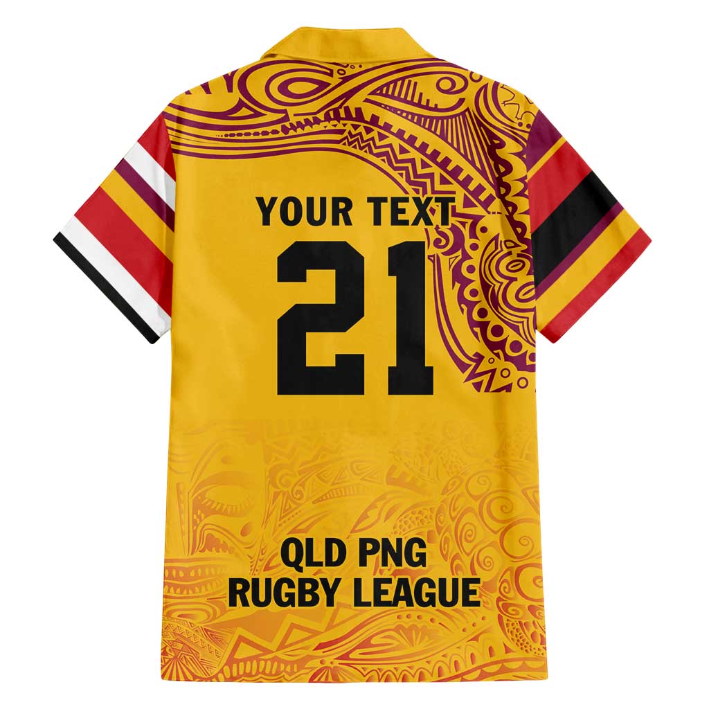 Queensland Papua New Guinea Custom Family Matching Off Shoulder Short Dress and Hawaiian Shirt All Gold Pacific PNG Tribal Style LT9 - Polynesian Pride