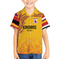 Queensland Papua New Guinea Custom Family Matching Off Shoulder Short Dress and Hawaiian Shirt All Gold Pacific PNG Tribal Style LT9 Son's Shirt Gold - Polynesian Pride