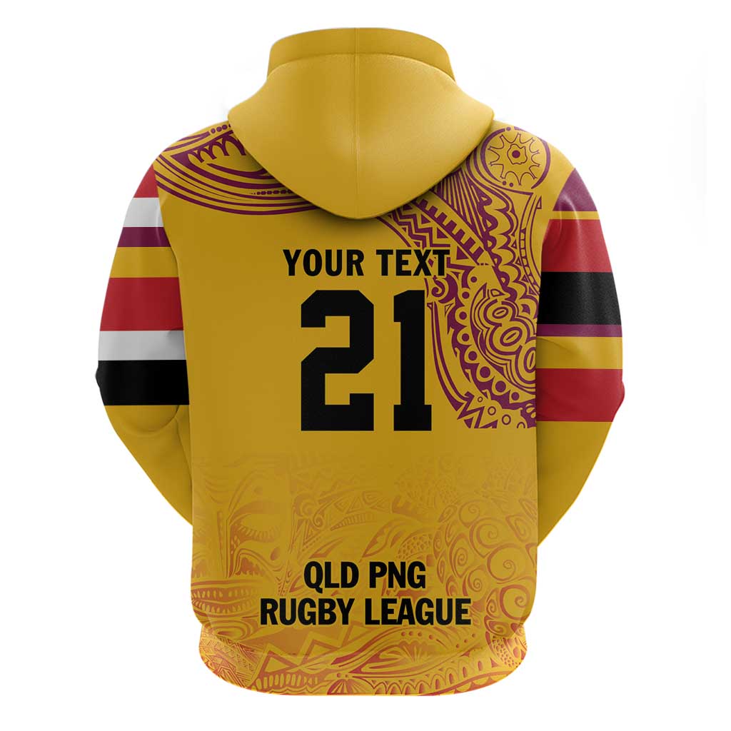 Queensland Papua New Guinea Custom Hoodie All Gold Pacific PNG Tribal Style
