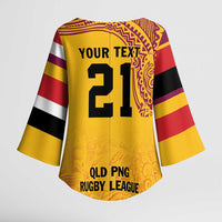 Queensland Papua New Guinea Custom Kimono Sleeve Blouse All Gold Pacific PNG Tribal Style - Polynesian Pride