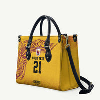 Queensland Papua New Guinea Custom Leather Bag All Gold Pacific PNG Tribal Style - Polynesian Pride
