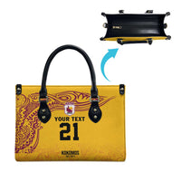 Queensland Papua New Guinea Custom Leather Bag All Gold Pacific PNG Tribal Style - Polynesian Pride