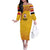 Queensland Papua New Guinea Custom Off The Shoulder Long Sleeve Dress All Gold Pacific PNG Tribal Style