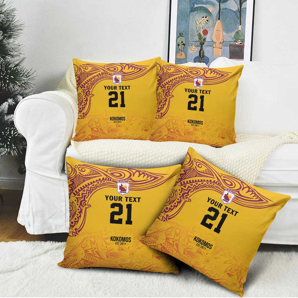 Queensland Papua New Guinea Custom Pillow Cover All Gold Pacific PNG Tribal Style - Polynesian Pride