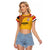 Queensland Papua New Guinea Custom Raglan Cropped T Shirt All Gold Pacific PNG Tribal Style