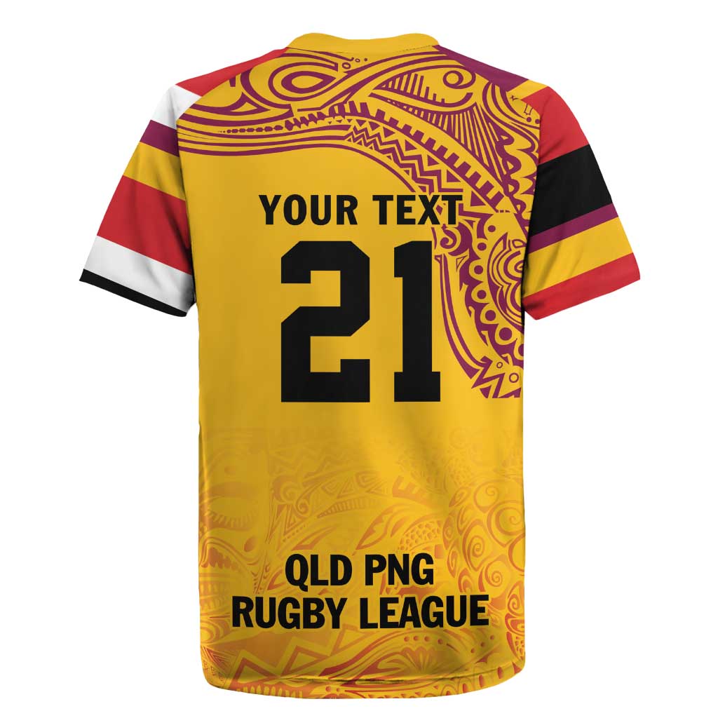 Queensland Papua New Guinea Custom Rugby Jersey All Gold Pacific PNG Tribal Style