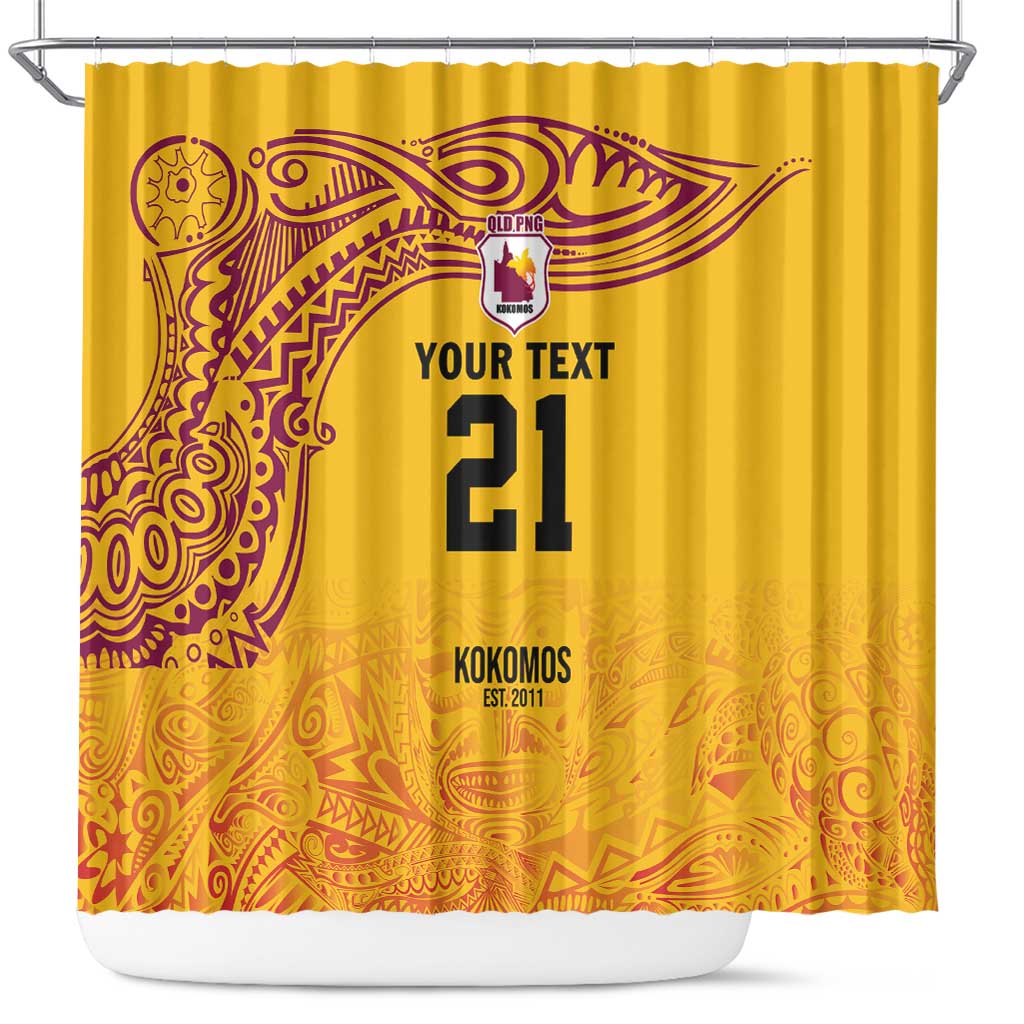 Queensland Papua New Guinea Custom Shower Curtain All Gold Pacific PNG Tribal Style