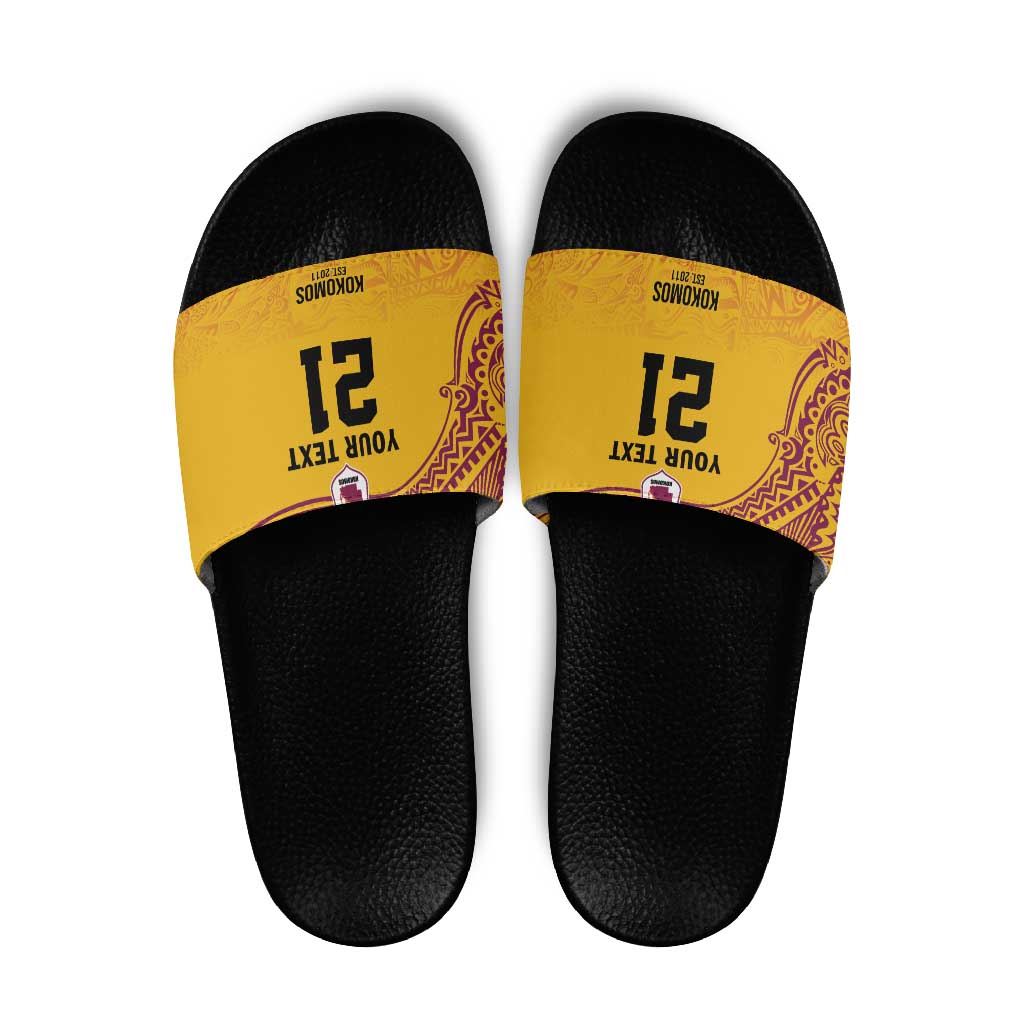 Queensland Papua New Guinea Custom Slide Sandals All Gold Pacific PNG Tribal Style - Polynesian Pride