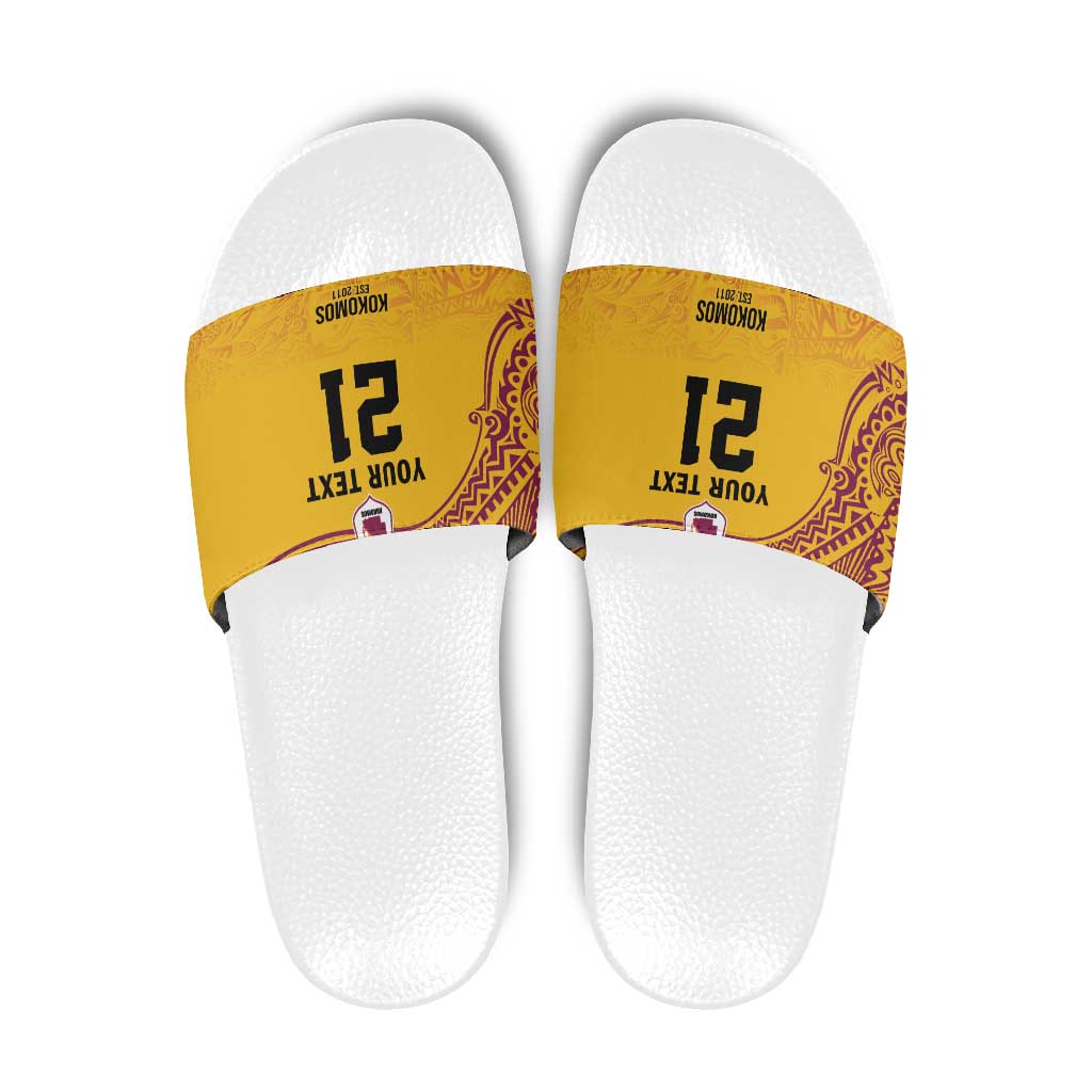 Queensland Papua New Guinea Custom Slide Sandals All Gold Pacific PNG Tribal Style - Polynesian Pride