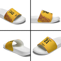 Queensland Papua New Guinea Custom Slide Sandals All Gold Pacific PNG Tribal Style - Polynesian Pride