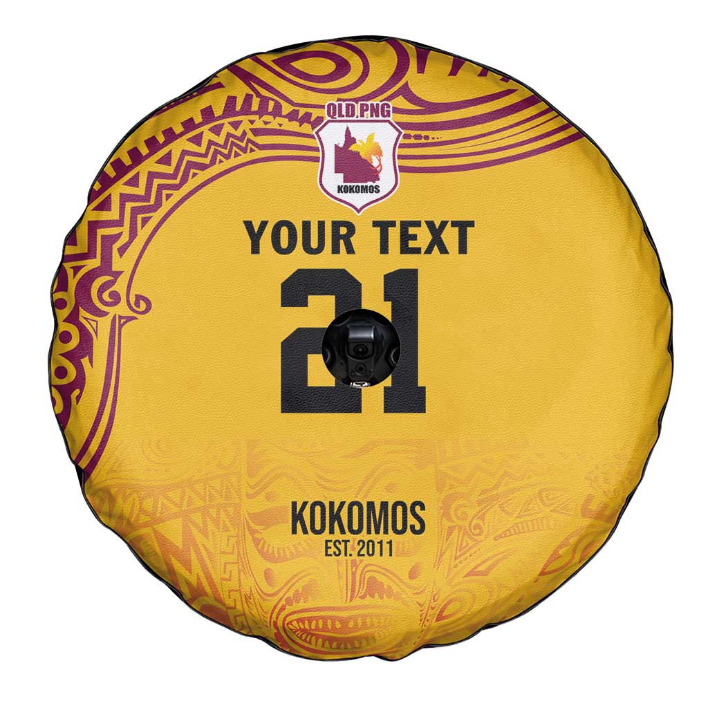 Queensland Papua New Guinea Custom Spare Tire Cover All Gold Pacific PNG Tribal Style