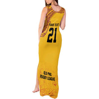 Queensland Papua New Guinea Custom Tank Maxi Dress All Gold Pacific PNG Tribal Style