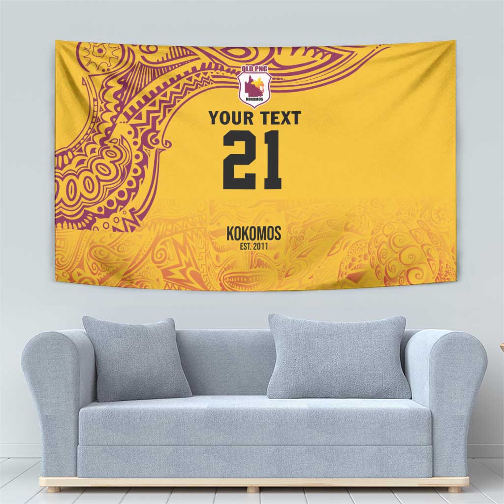 Queensland Papua New Guinea Custom Tapestry All Gold Pacific PNG Tribal Style