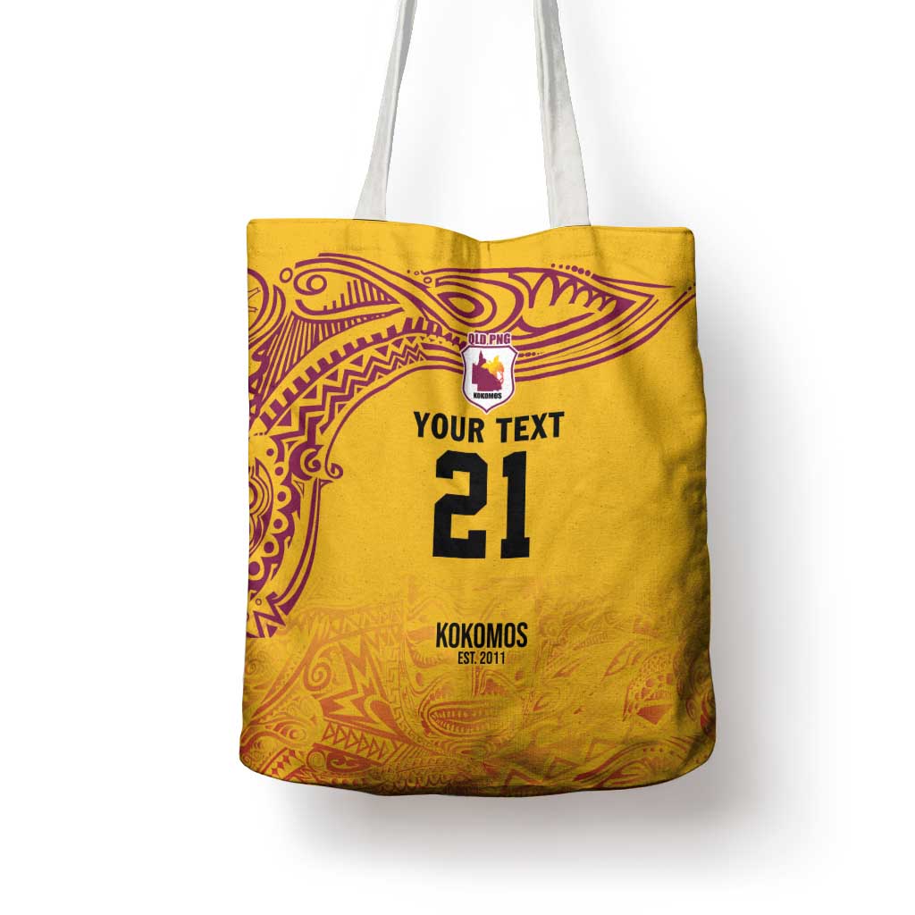 Queensland Papua New Guinea Custom Tote Bag All Gold Pacific PNG Tribal Style - Polynesian Pride