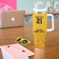 Queensland Papua New Guinea Custom Tumbler With Handle All Gold Pacific PNG Tribal Style