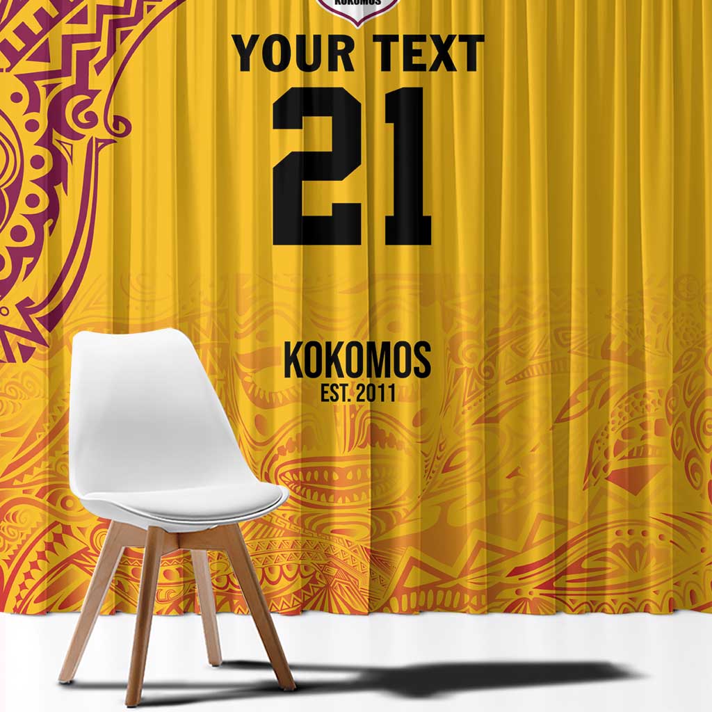 Queensland Papua New Guinea Custom Window Curtain All Gold Pacific PNG Tribal Style